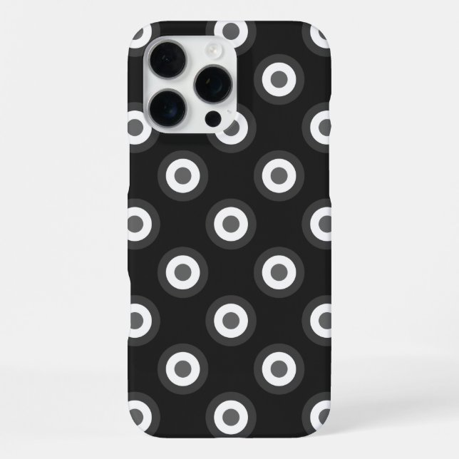 Funda Para iPhone Patrón de punto de polka - gris blanco negro (Reverso )