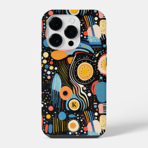 Funda Para iPhone 14 Pro Patrón de puntos coloridos y formas abstractas