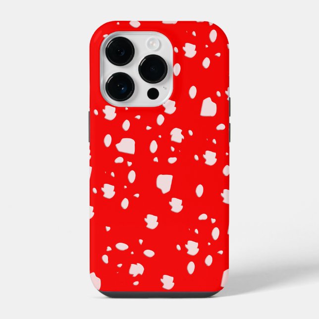 Funda Para iPhone patrón de puntos con hongo rojo  (Reverso )