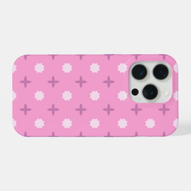 Funda Para iPhone Patrón de puntos de pétalo de estrella rosa (Reverso Horizontal)