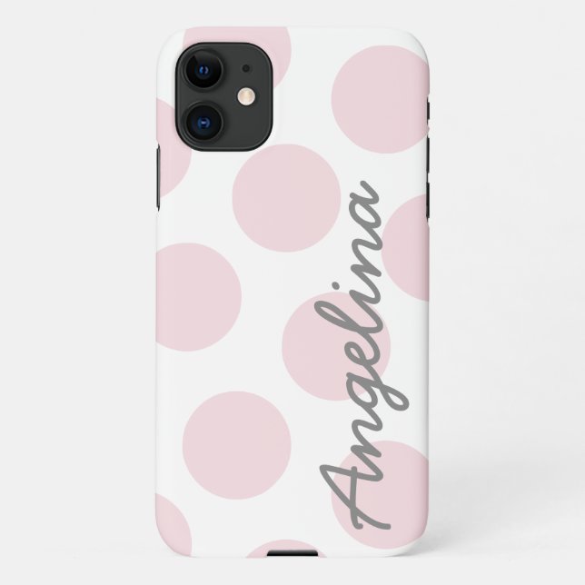 Funda Para iPhone Patrón de puntos de polka rosa pálido (Reverso)
