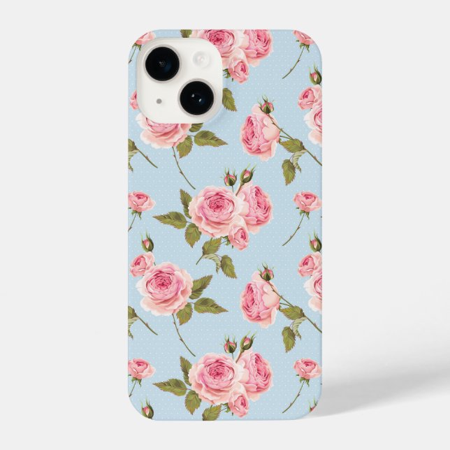 Funda Para iPhone Patrón de puntos de polka y rosas (Reverso )