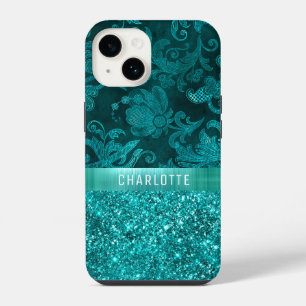 Funda Para iPhone 14 Patrón de purpurina floral femenino moderno person