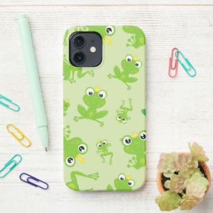 Funda Para iPhone 12 Patrón de rana, ranas cortas, ranas verdes, prínci
