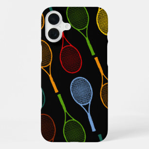 Funda Para iPhone 16 Plus patrón de raquetas de tenis coloridas