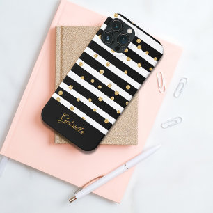 Funda Para iPhone 13 Pro Max Patrón de raya blanca negra en negrita con falso o