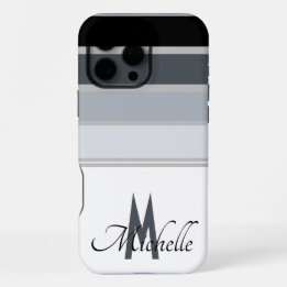 Funda Para iPhone 16 Pro Max Patrón de raya monocromático elegante de los 60 co