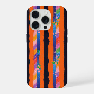 Patrón de raya ondulada floral naranja