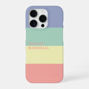 Funda Para iPhone 16 Pro Patrón de rayas azules, verdes, amarillas y coral