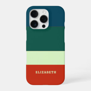 Funda Para iPhone 16 Pro Patrón de rayas azules, verdes y naranjas personal