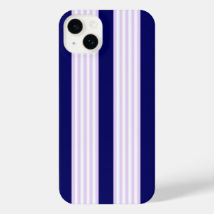Funda Para iPhone 14 Plus Patrón de rayas de lino y blanco con azul marino