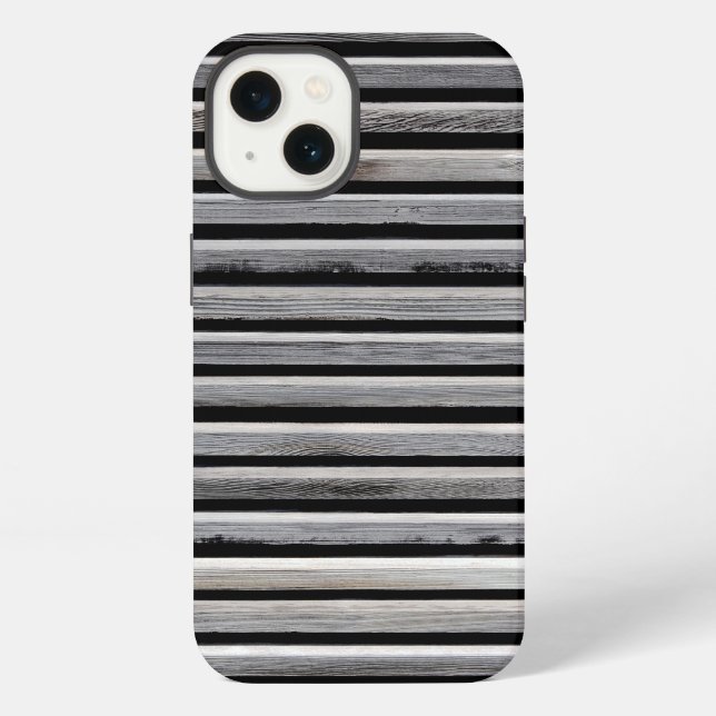 Funda Para iPhone Patrón de rayas de madera simple (Reverso )