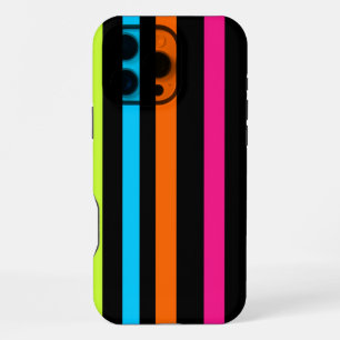 Funda Para iPhone 16 Pro Max Patrón de Rayas de Neón