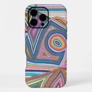 Funda Para iPhone 16 Pro Max Patrón de rayas geométricas abstractas vibrantes