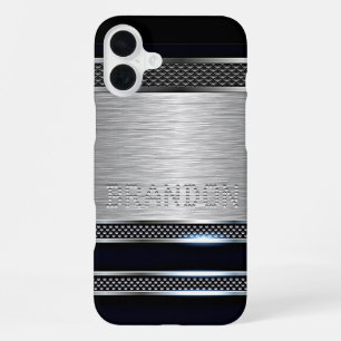 Funda Para iPhone 16 Plus Patrón de rayas metálicas falsas modernas simples