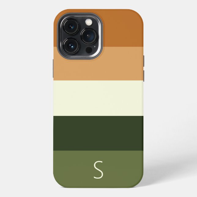 Funda Para iPhone Patrón de rayas modernas monogramado (Reverso )