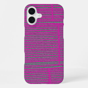 Funda Para iPhone 16 Plus Patrón de rayas modernas únicas de color rosa cáli