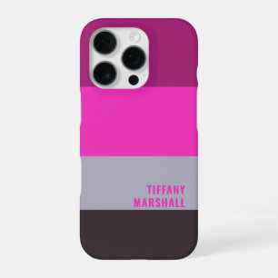 Funda Para iPhone 16 Pro Patrón de rayas moradas rosadas y oscuras