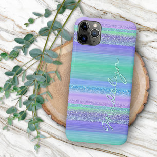 Funda Para iPhone 16 Pro Max Patrón de rayas personalizadas rosa menta verde az