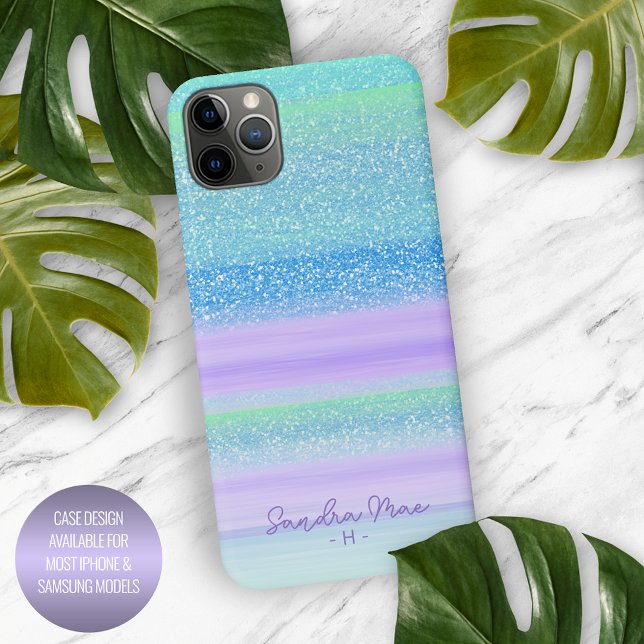 Funda Para iPhone Patrón de rayas púrpura azul verde de la Casa de l (Subido por el creador)