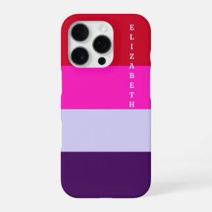 Funda Para iPhone 16 Pro Patrón de rayas rojas, rosadas y púrpura