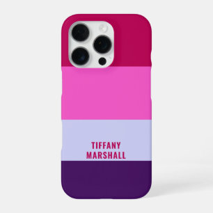 Funda Para iPhone 16 Pro Patrón de rayas rosadas y púrpuras en bolsa