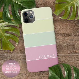 Funda Para iPhone 16 Pro Max Patrón de rayas verde chartreuse lima rosa claro