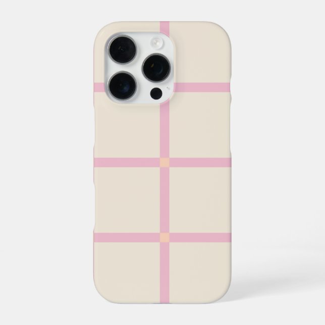Funda Para iPhone Patrón de rejilla beige y rosa suave (Reverso)