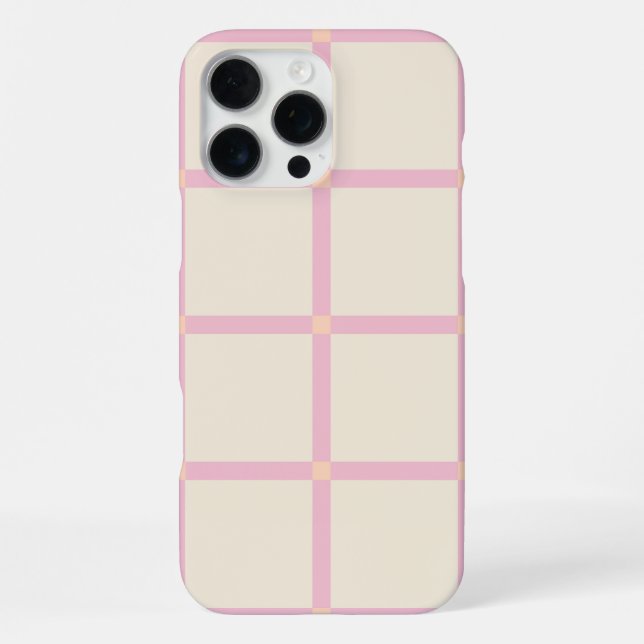 Funda Para iPhone Patrón de rejilla beige y rosa suave (Reverso )