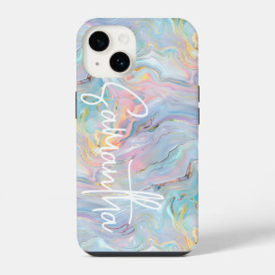 Funda Para iPhone 14 Patrón de remolino de geoda de mármol rosa azul do