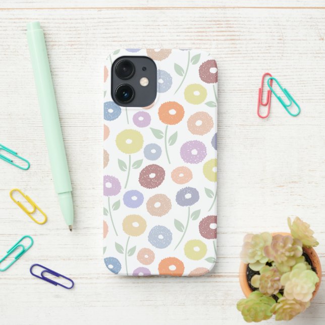 Funda Para iPhone Patrón de repetición de flores difusas Pasteles so (En el escritorio)
