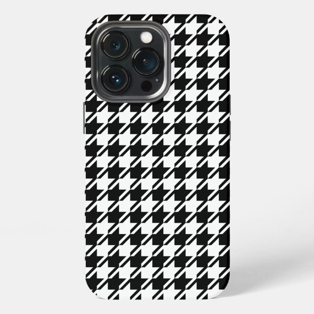 Funda Para iPhone Patrón de repetición Houndstooth BW (Reverso )