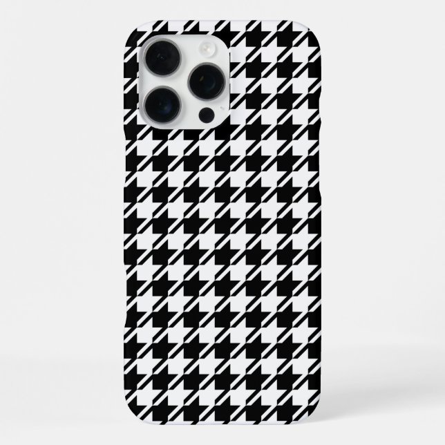 Funda Para iPhone Patrón de repetición Houndstooth BW (Reverso )