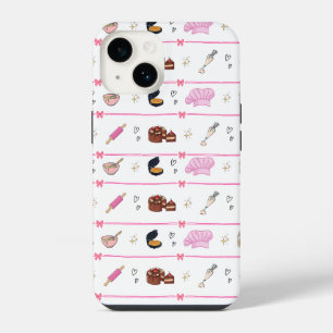 Funda Para iPhone 14 Patrón de repostería Coquette Rosa Amante de la Co