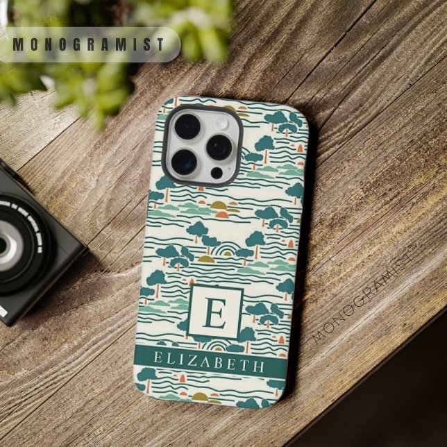 Funda Para iPhone Patrón de resumen de azul blanco verde verde Verde (Custom Teal Green White Blue Abstract Pattern iPhone Case)