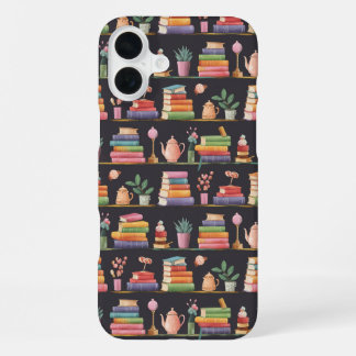 Funda Para iPhone 16 Plus Patrón de Rincón de Libros Acogedor