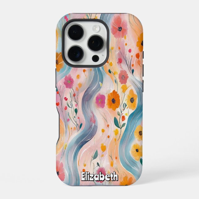 Funda Para iPhone Patrón de río floral (Reverso )