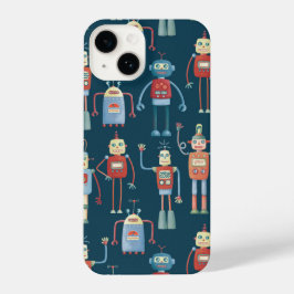 Funda Para iPhone 14 Patrón de robot oscuro
