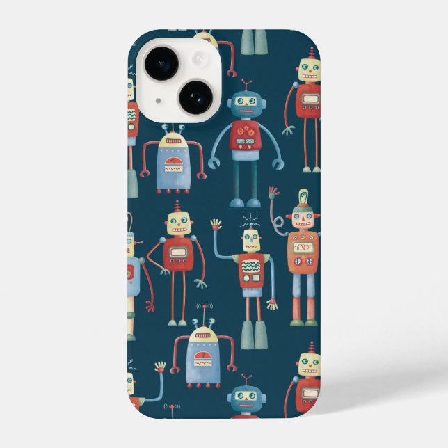 Funda Para iPhone Patrón de robot oscuro (Reverso )