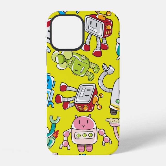Funda Para iPhone patrón de robot transparente (Reverso )