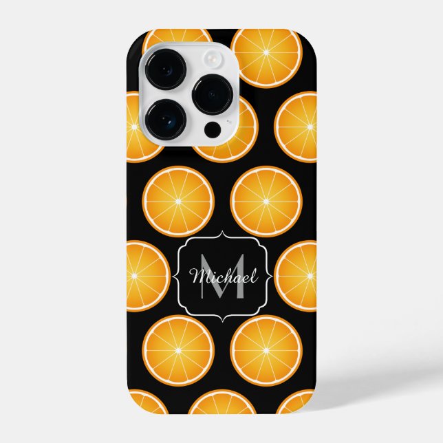 Funda Para iPhone Patrón de rodajas de fruta Naranja Guay Monograma  (Reverso )