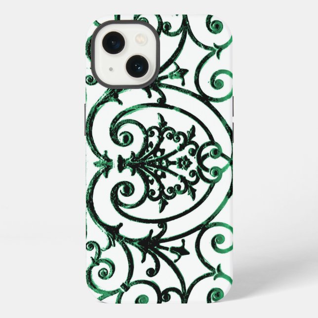 Funda Para iPhone patrón de roleos verde y blanco Case-Mate iPhon (Reverso )