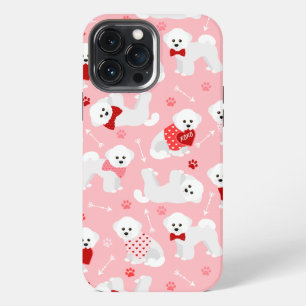 Funda Para iPhone 13 Pro Max Patrón de San Valentín de Bichon Frise