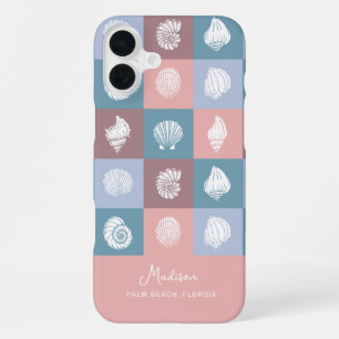 Funda Para iPhone 16 Plus Patrón de sellos de nombres y ubicaciones personal