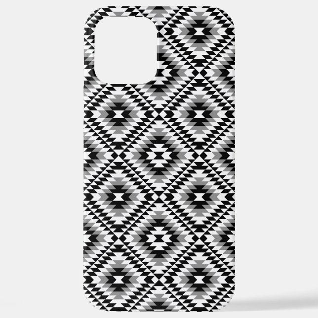 Funda Para iPhone Patrón de símbolo azteca estilo BW+Gray (Reverso )