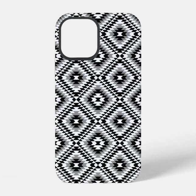 Funda Para iPhone Patrón de símbolo azteca estilo BW+Gray (Reverso )