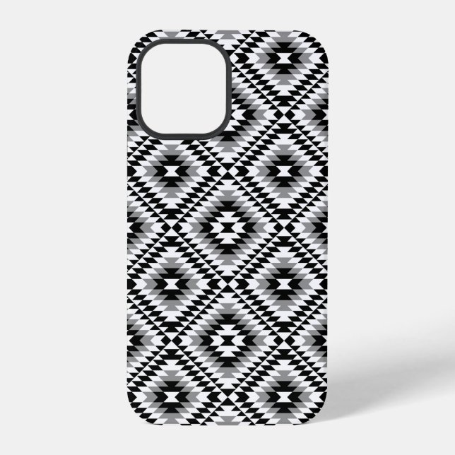 Funda Para iPhone Patrón de símbolo azteca estilo BW+Gray (Reverso )