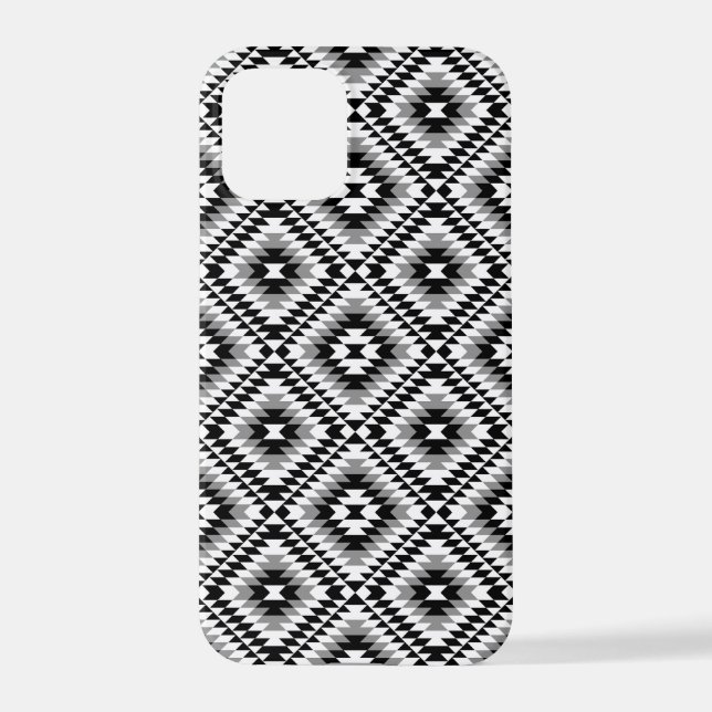 Funda Para iPhone Patrón de símbolo azteca estilo BW+Gray (Reverso )