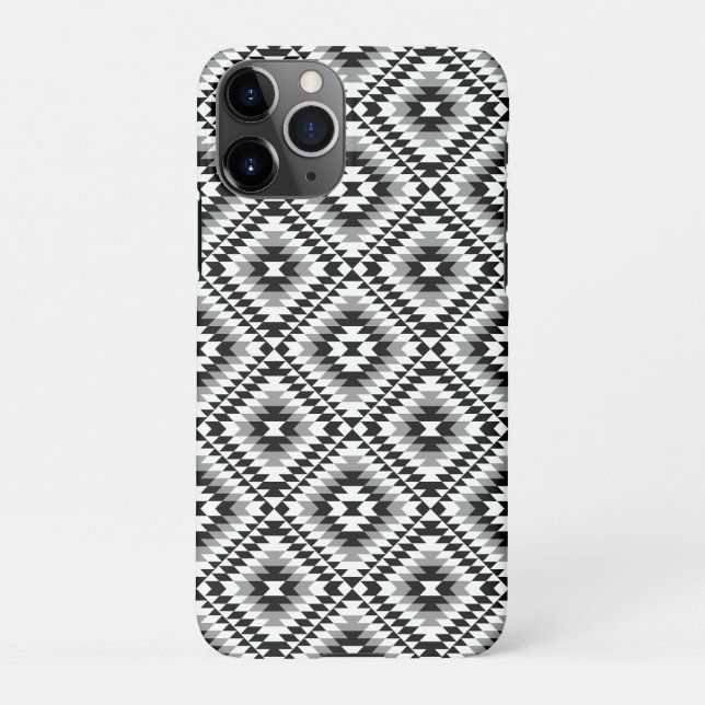 Funda Para iPhone Patrón de símbolo azteca estilo BW+Gray (Reverso)