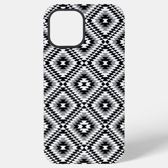 Funda Para iPhone Patrón de símbolo azteca estilo BW+Gray (Reverso )